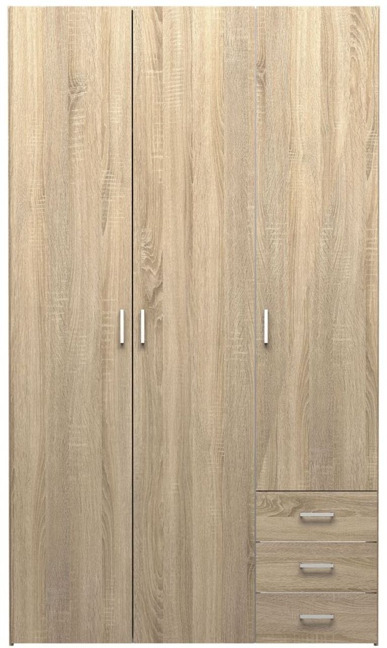 Space Oak Effect 3 Door 3 Drawer Wardrobe