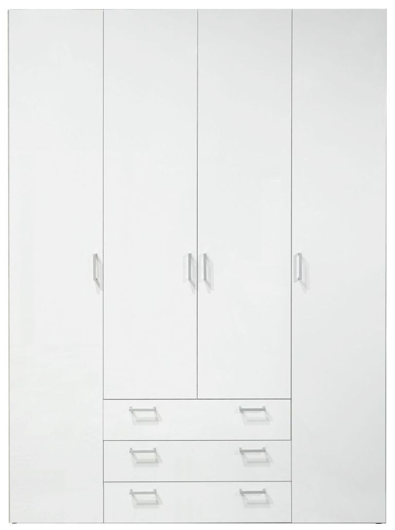 Space White 4 Door 3 Drawer Wardrobe
