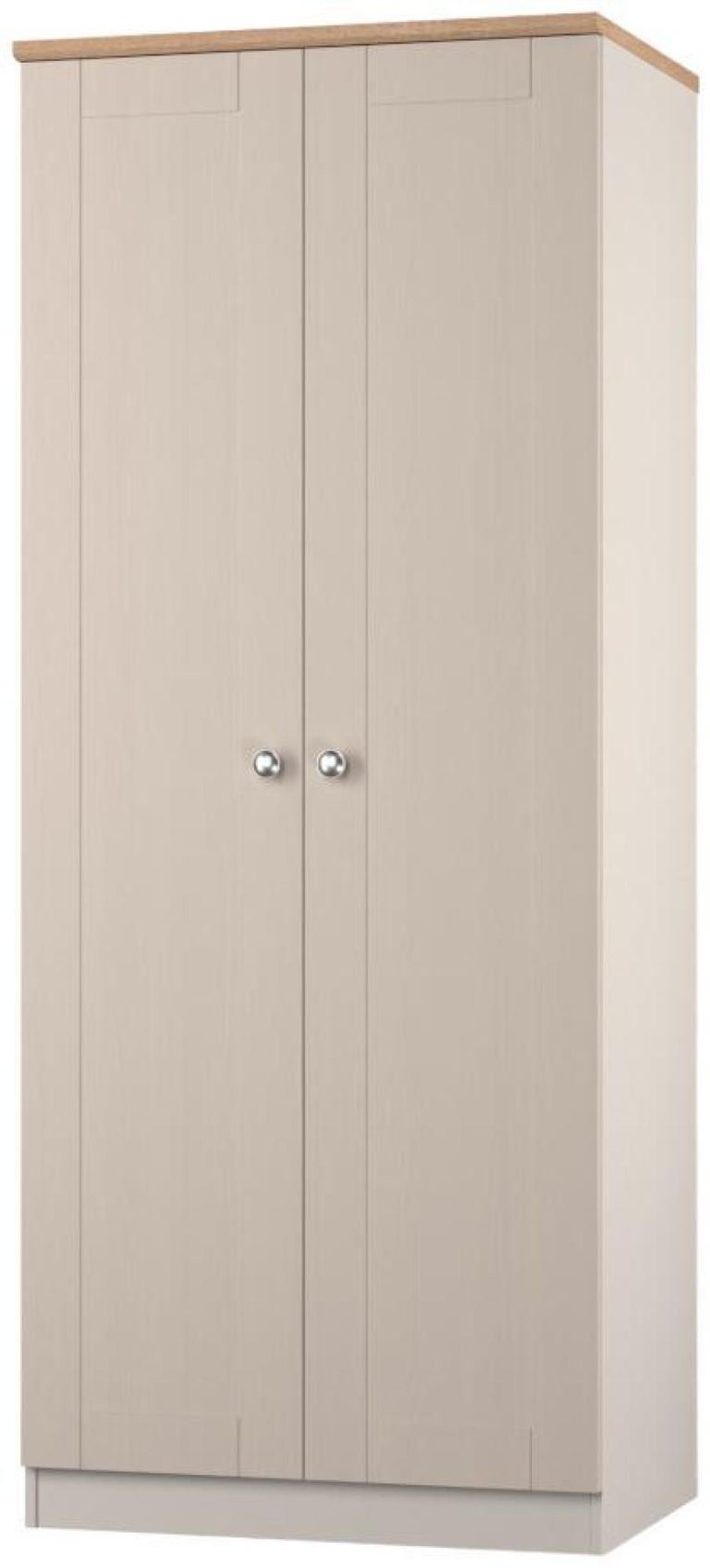 Sussex Cashmere and Oak Effect 2 Door Plain Tall Wardrobe