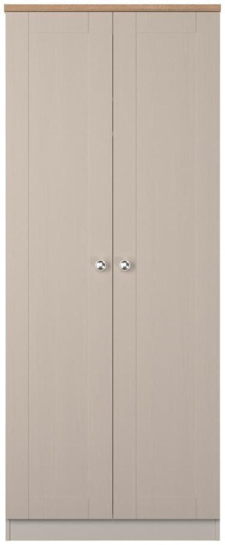 Sussex Cashmere and Oak Effect 2 Door Plain Tall Wardrobe