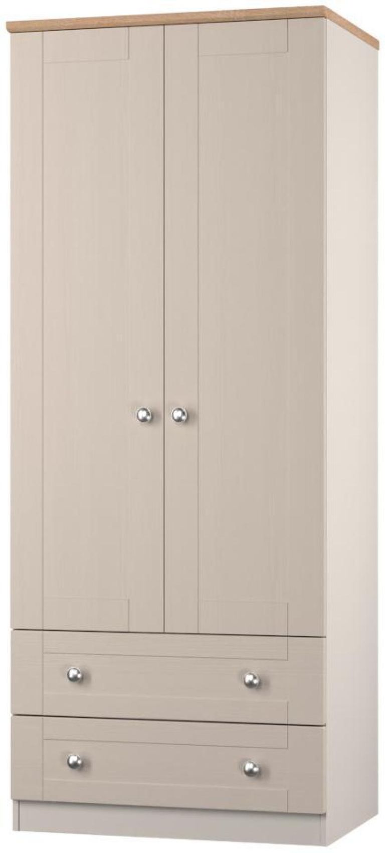 Sussex Cashmere and Oak Effect Oak 2 Door 2 Drawer Double Wardrobe