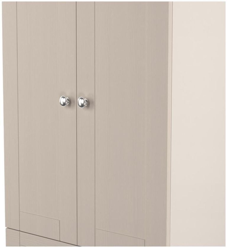 Sussex Cashmere and Oak Effect Oak 2 Door 2 Drawer Double Wardrobe