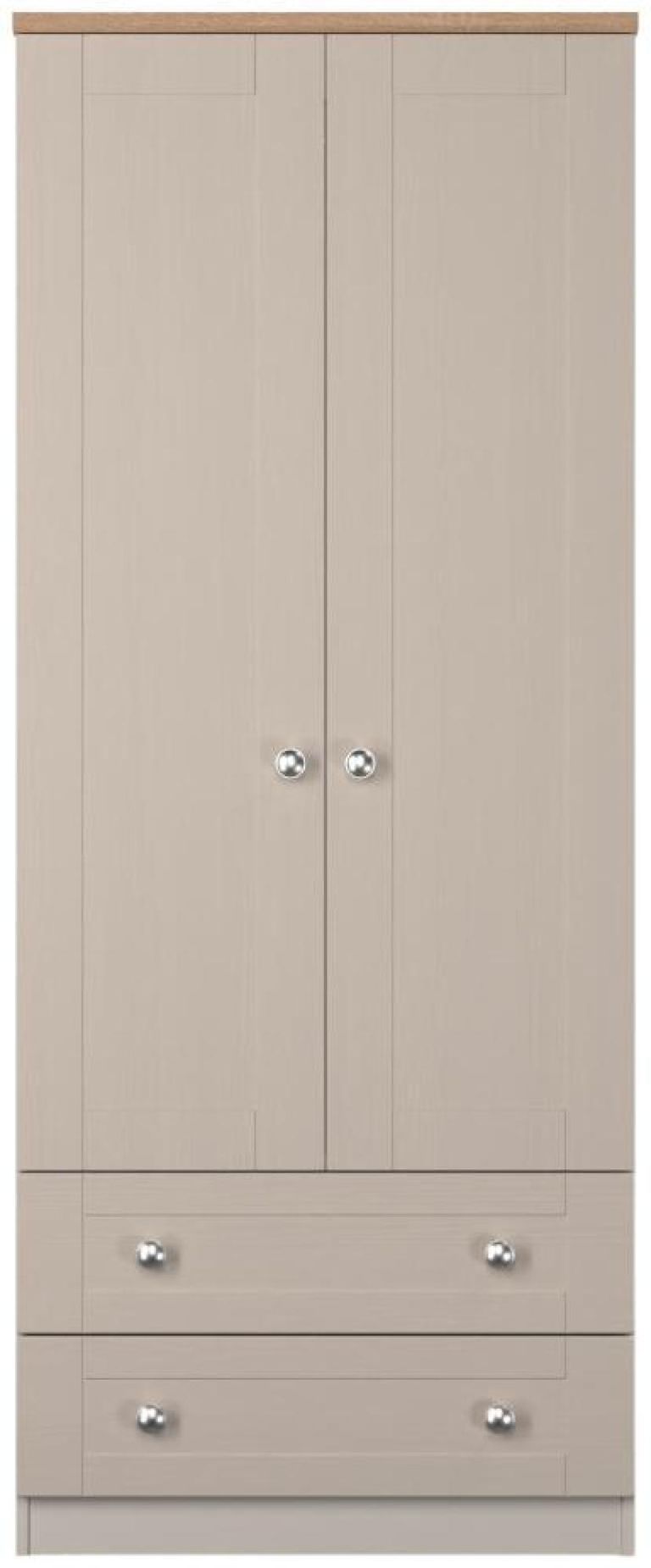Sussex Cashmere and Oak Effect Oak 2 Door 2 Drawer Double Wardrobe