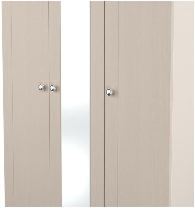 Sussex Cashmere and Oak Effect Oak 3 Door Tall Triple Wardrobe - 1 Mirror