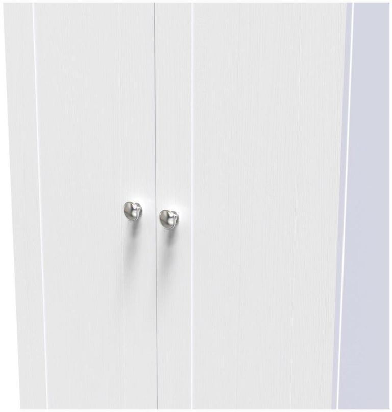 Sussex White and Oak Effect 2 Door Plain Tall Wardrobe