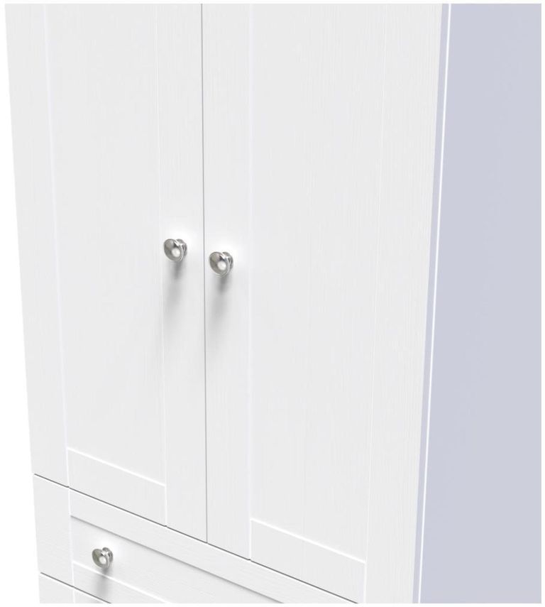 Sussex White and Oak Effect Oak 2 Door 2 Drawer Double Wardrobe