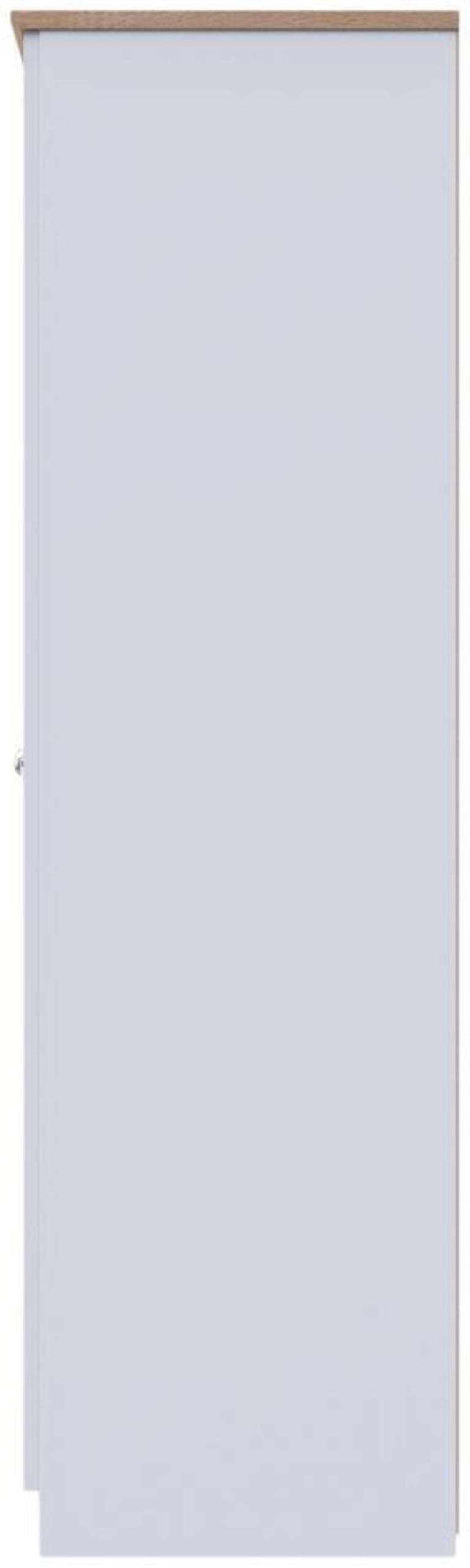 Sussex White and Oak Effect Oak 3 Door Tall Triple Wardrobe - 1 Mirror