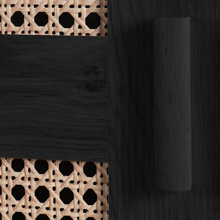 Sydney Wardrobe - 2 Door - Black and Faux Rattan