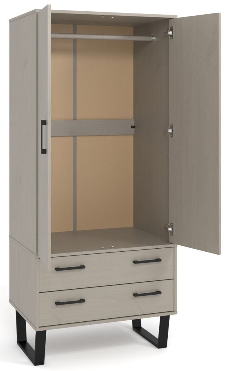 Texas Grey 2 Door 2 Drawer Wardrobe