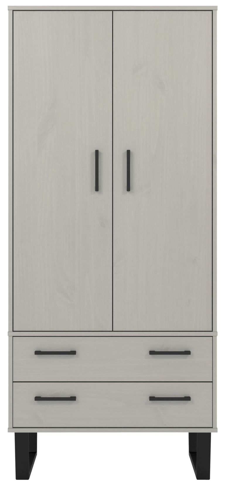 Texas Grey 2 Door 2 Drawer Wardrobe