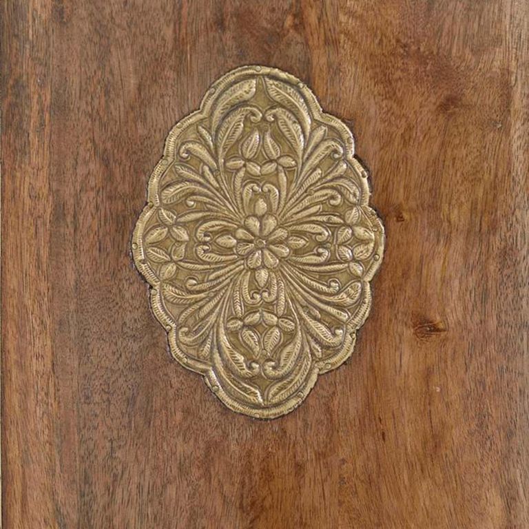 Trona Wardrobe - Acacia Wood - Brass Cladded - 2 Door