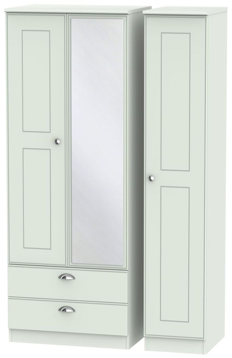 Victoria Grey 3 Door Tall Combi Wardrobe - 1 Mirror and LHF 2 Drawers