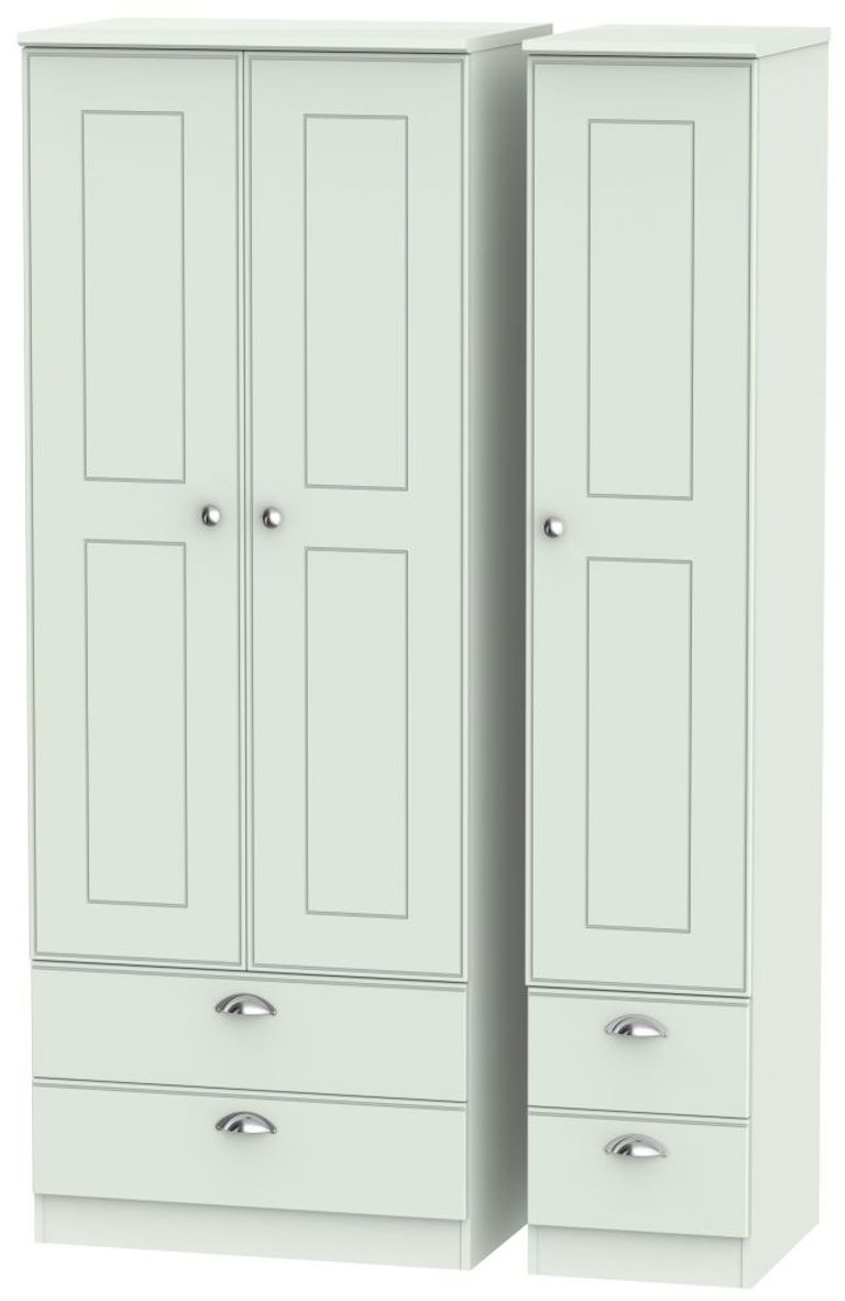 Victoria Grey 3 Door Tall Triple Wardrobe - 4 Drawers