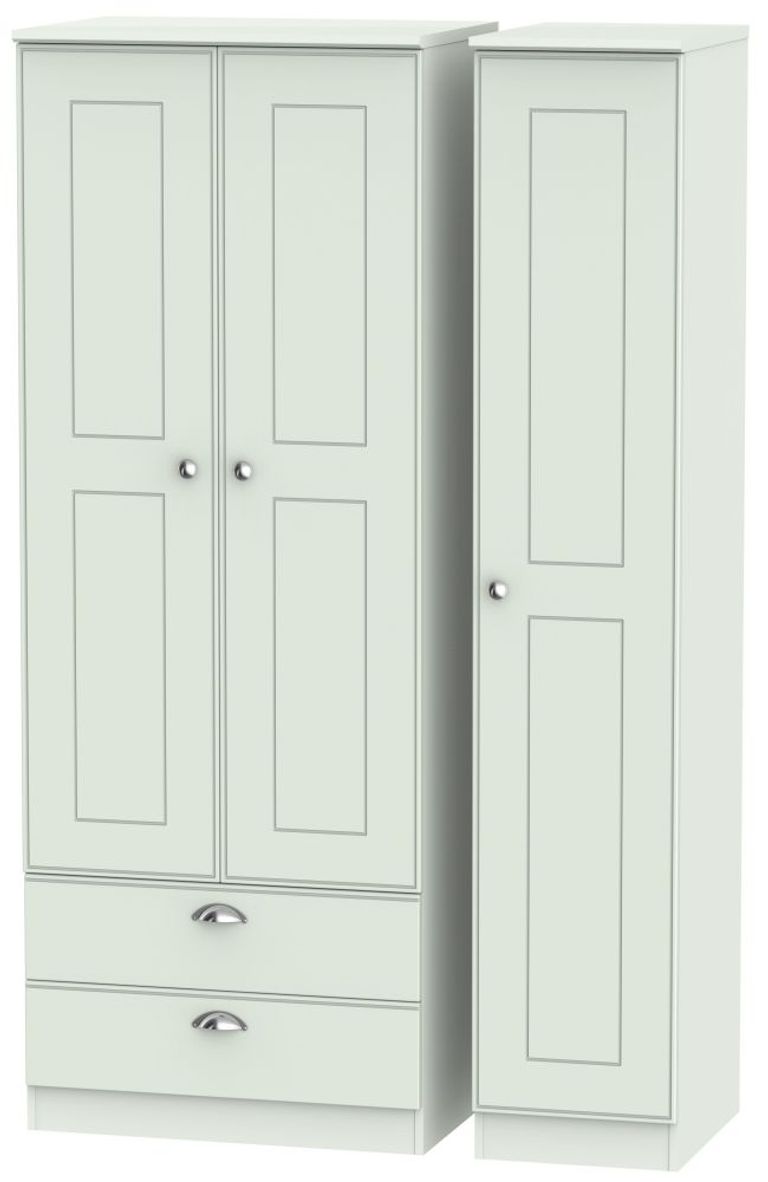 Victoria Grey 3 Door Tall Triple Wardrobe - LHF 2 Drawers