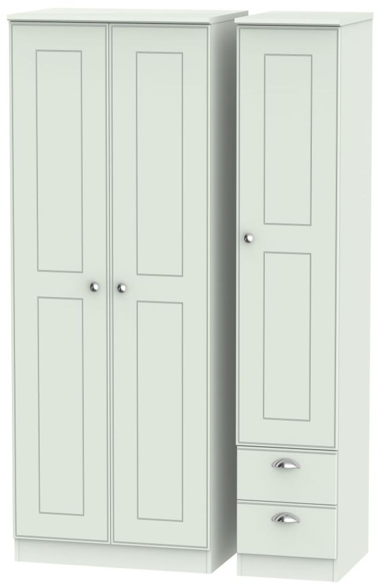Victoria Grey 3 Door Tall Triple Wardrobe - RHF 2 Drawers