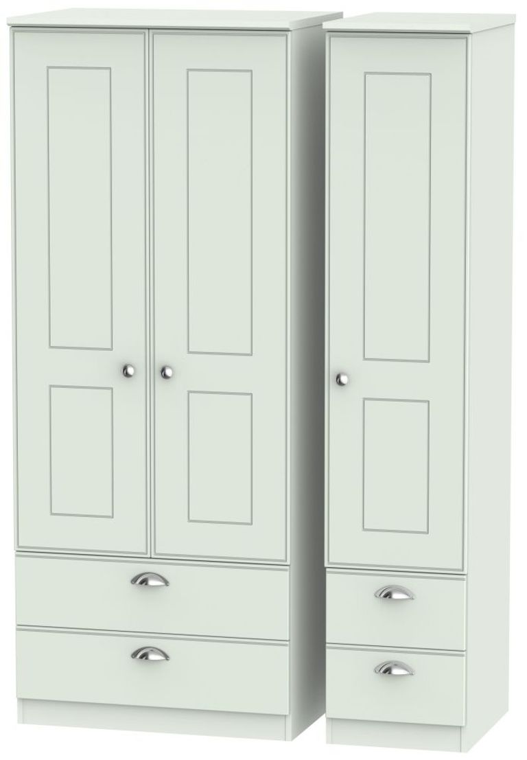 Victoria Grey 3 Door Triple Wardrobe - 4 Drawers