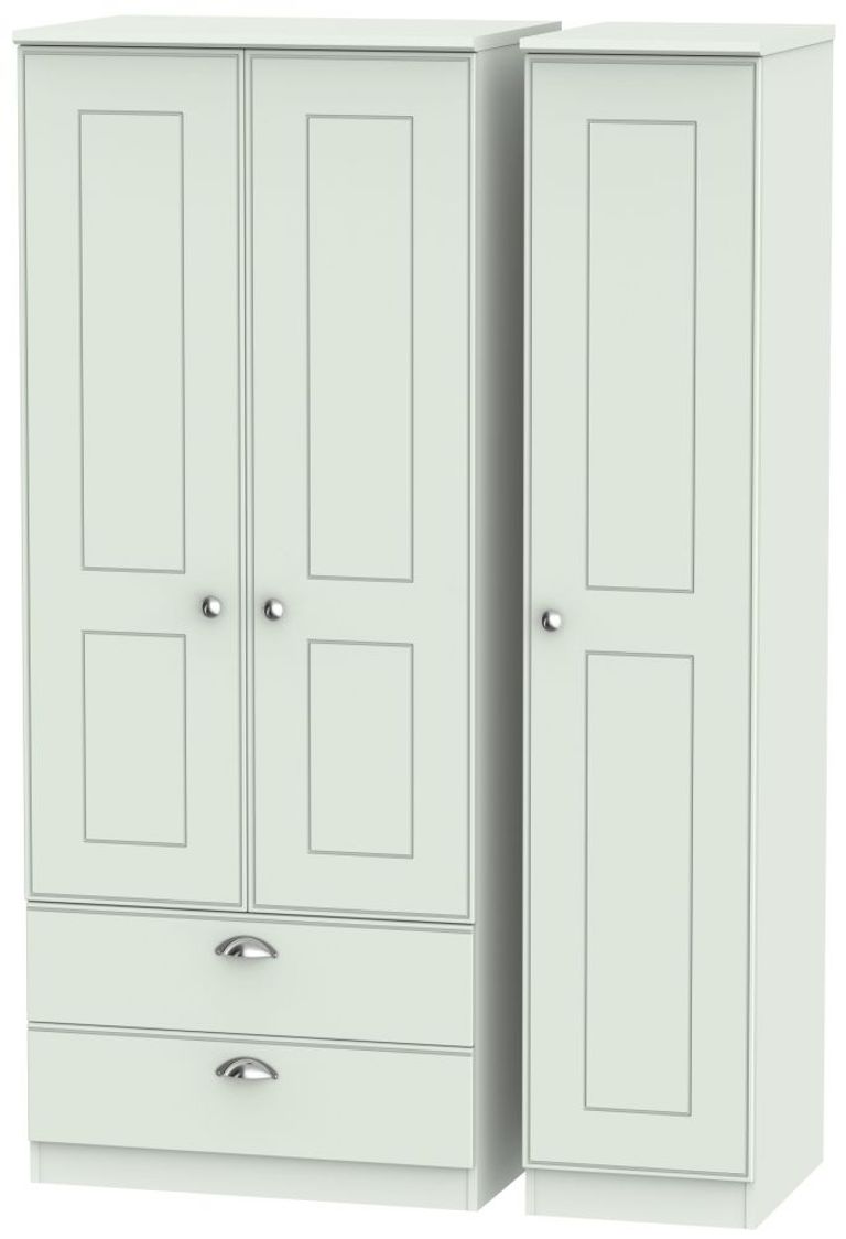 Victoria Grey 3 Door Triple Wardrobe - LHF 2 Drawers