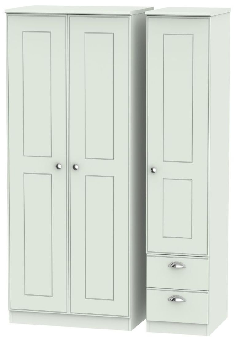 Victoria Grey 3 Door Triple Wardrobe - RHF 2 Drawers