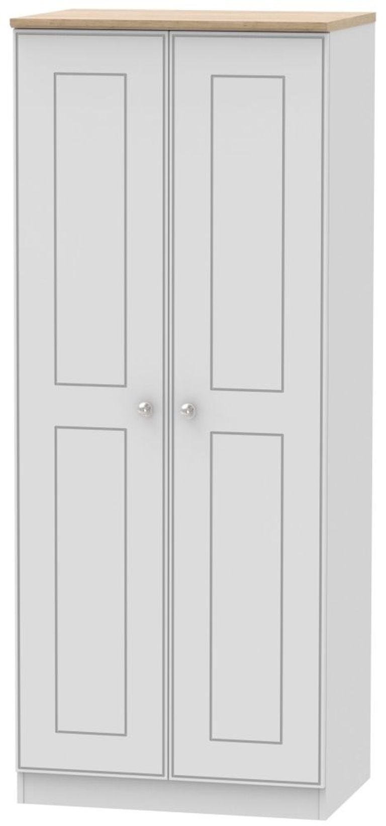 Victoria Grey and Riviera Oak 2 Door Plain Wardrobe