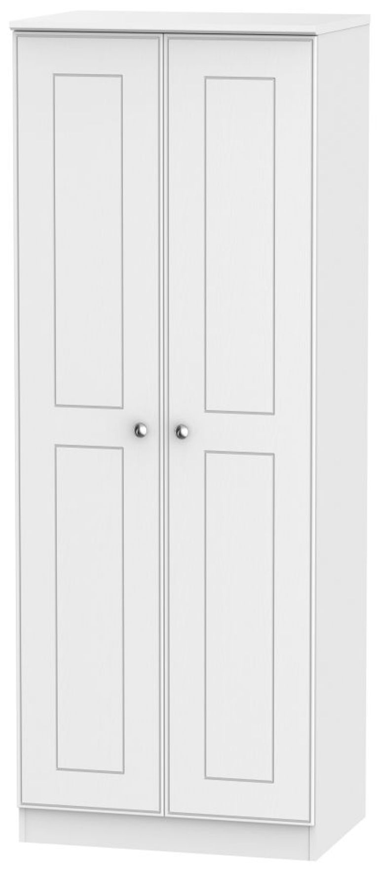 Victoria White 2 Door Plain Tall Wardrobe
