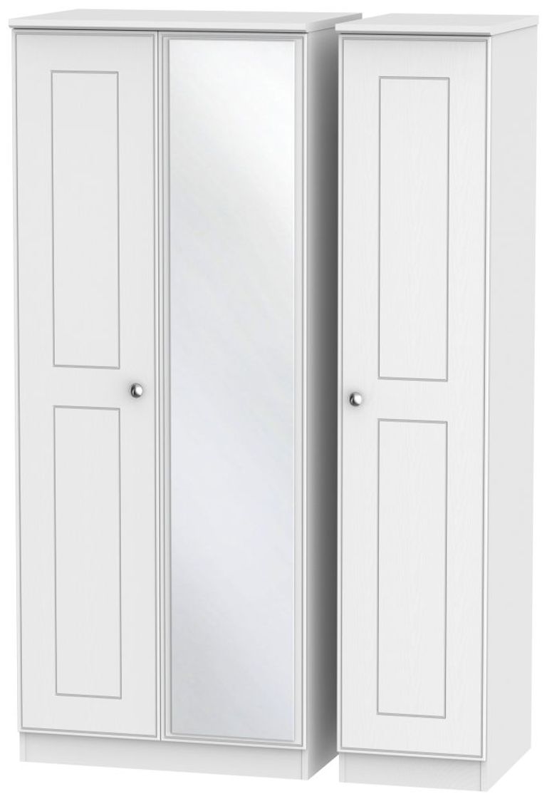 Victoria White 3 Door Triple Wardrobe - 1 Mirror
