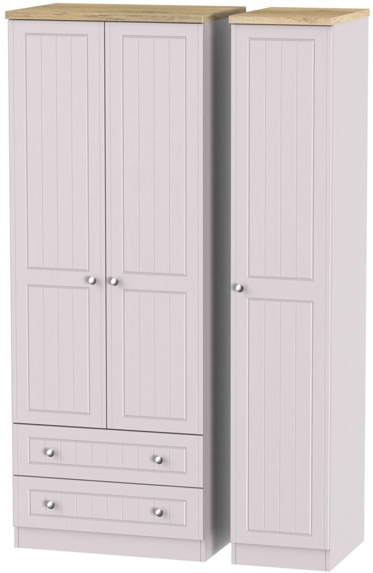 Vienna Cashmere 3 Door Tall Triple Wardrobe - LHF 2 Drawers