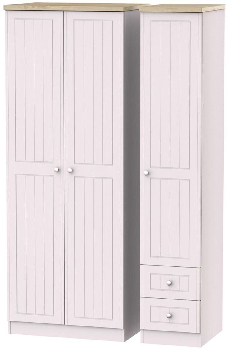 Vienna Cashmere 3 Door Tall Triple Wardrobe - RHF 2 Drawers