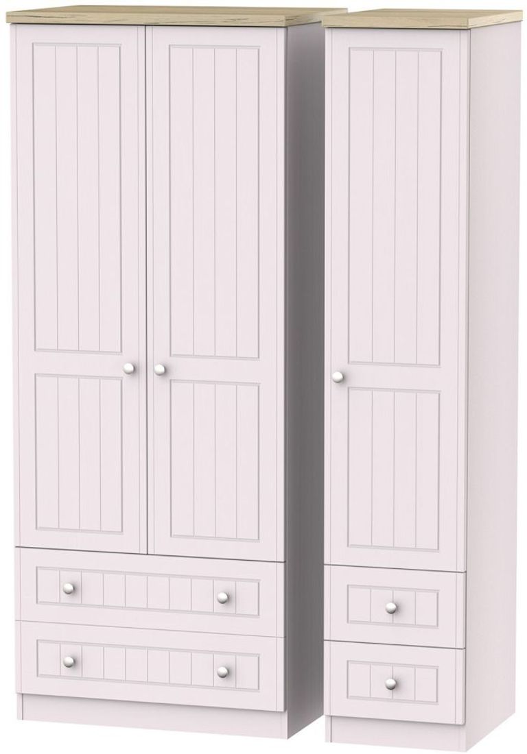 Vienna Cashmere 3 Door Triple Wardrobe - 4 Drawers