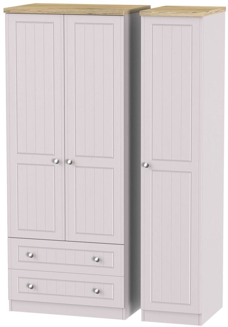 Vienna Cashmere 3 Door Triple Wardrobe - LHF 2 Drawers
