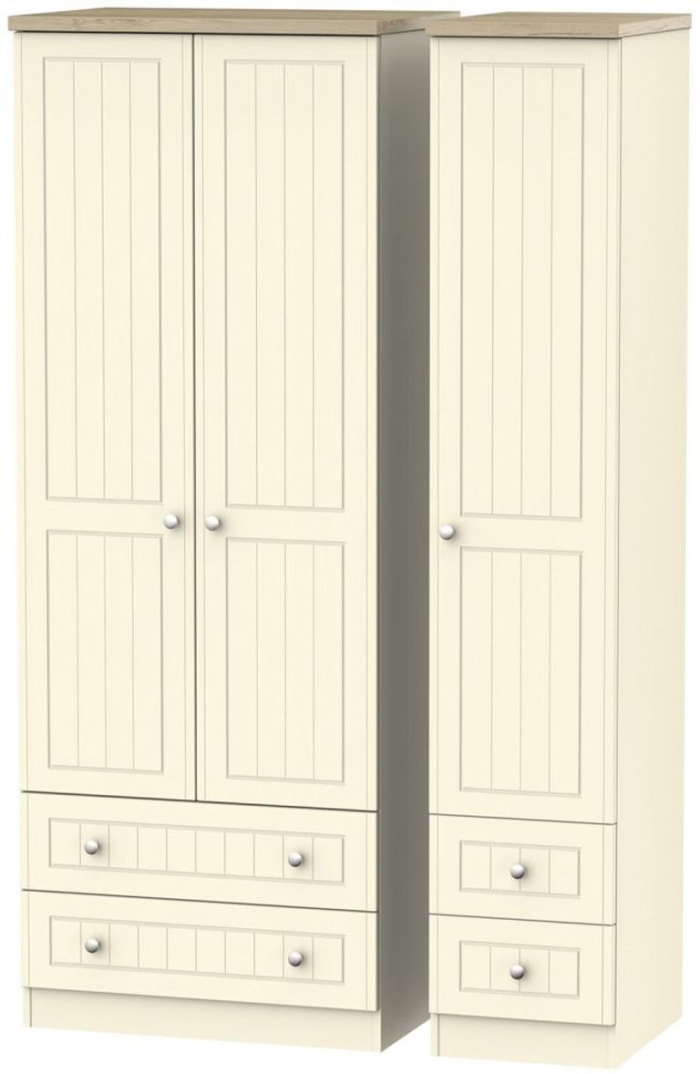 Vienna Cream 3 Door Tall Triple Wardrobe - 4 Drawers