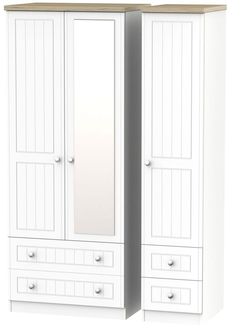 Vienna Porcelain 3 Door Combi Wardrobe - 1 Mirror