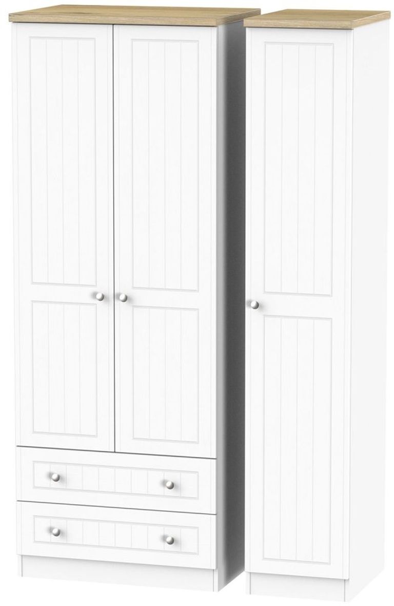 Vienna Porcelain 3 Door Tall Triple Wardrobe - LHF 2 Drawers