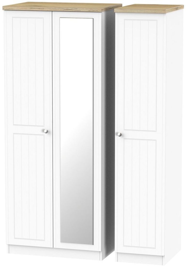 Vienna Porcelain 3 Door Triple Wardrobe - 1 Mirror