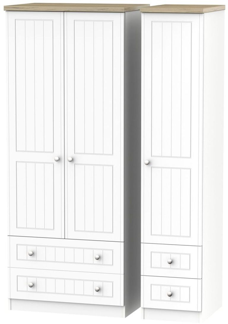 Vienna Porcelain 3 Door Triple Wardrobe - 4 Drawers