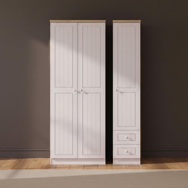 Vienna Wardrobe - 3 Door - RHF 2 Drawers - Tall - Triple - Cashmere