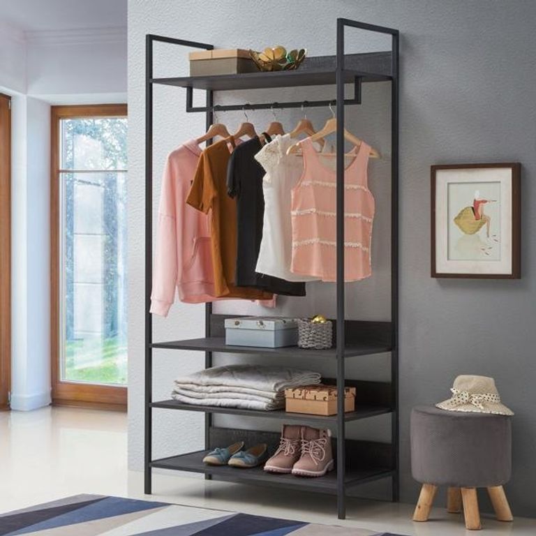 Warren 4 Shelves Wide Open Wardrobe - Variant Available