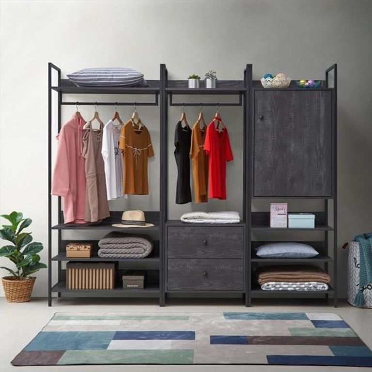 Warren 4 Shelves Wide Open Wardrobe - Variant Available