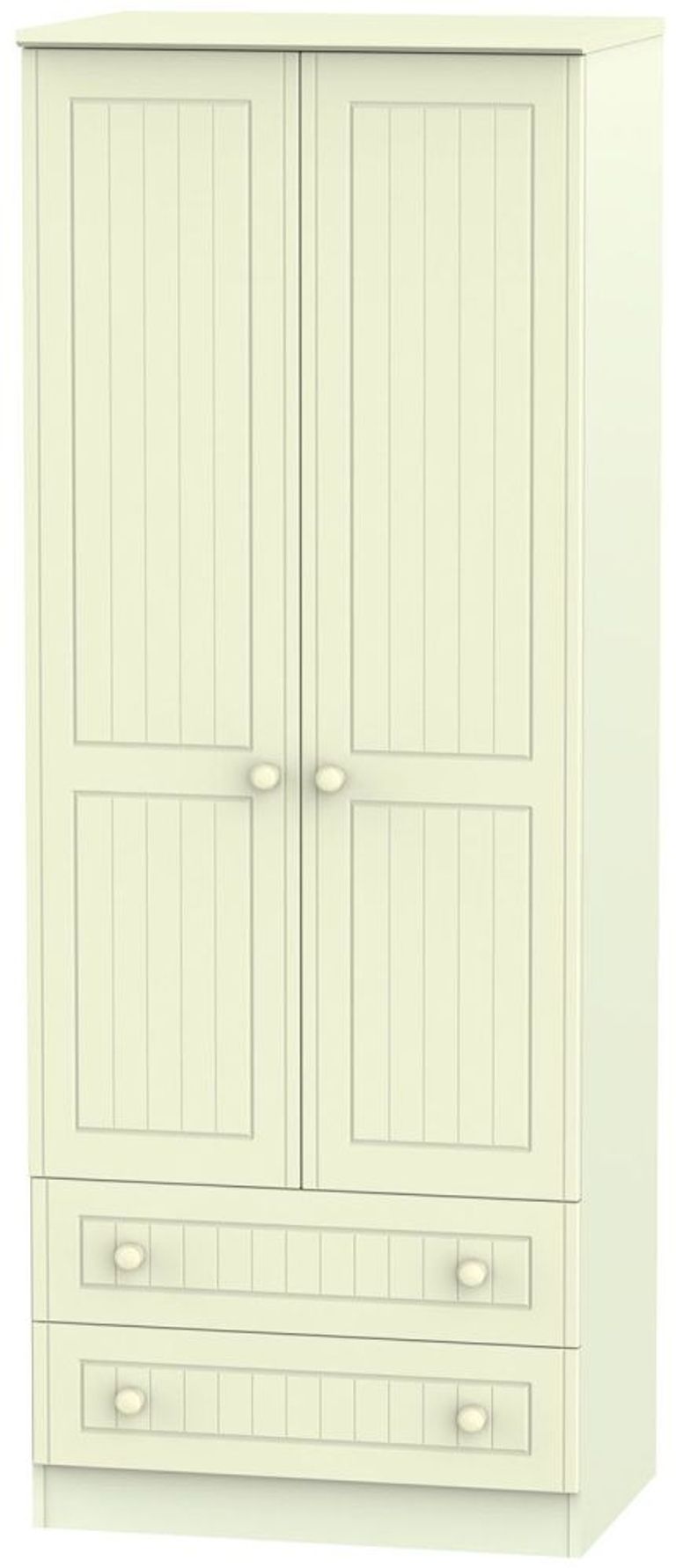 Warwick Cream 2 Door 2 Drawer Tall Wardrobe
