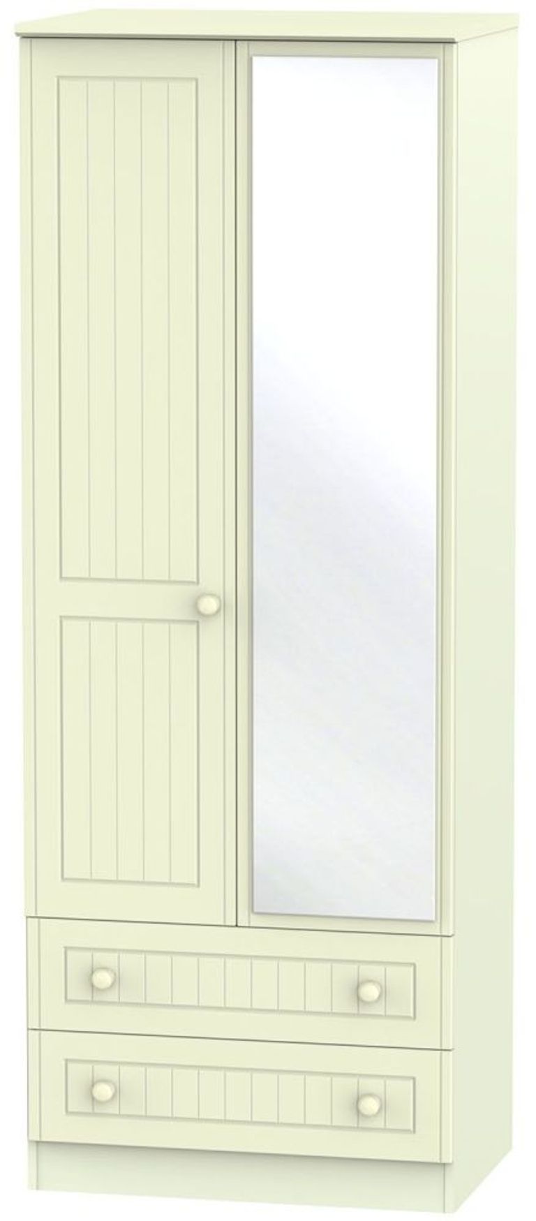 Warwick Wardrobe - 2 Door - 1 Mirror - Tall - Combi - Cream