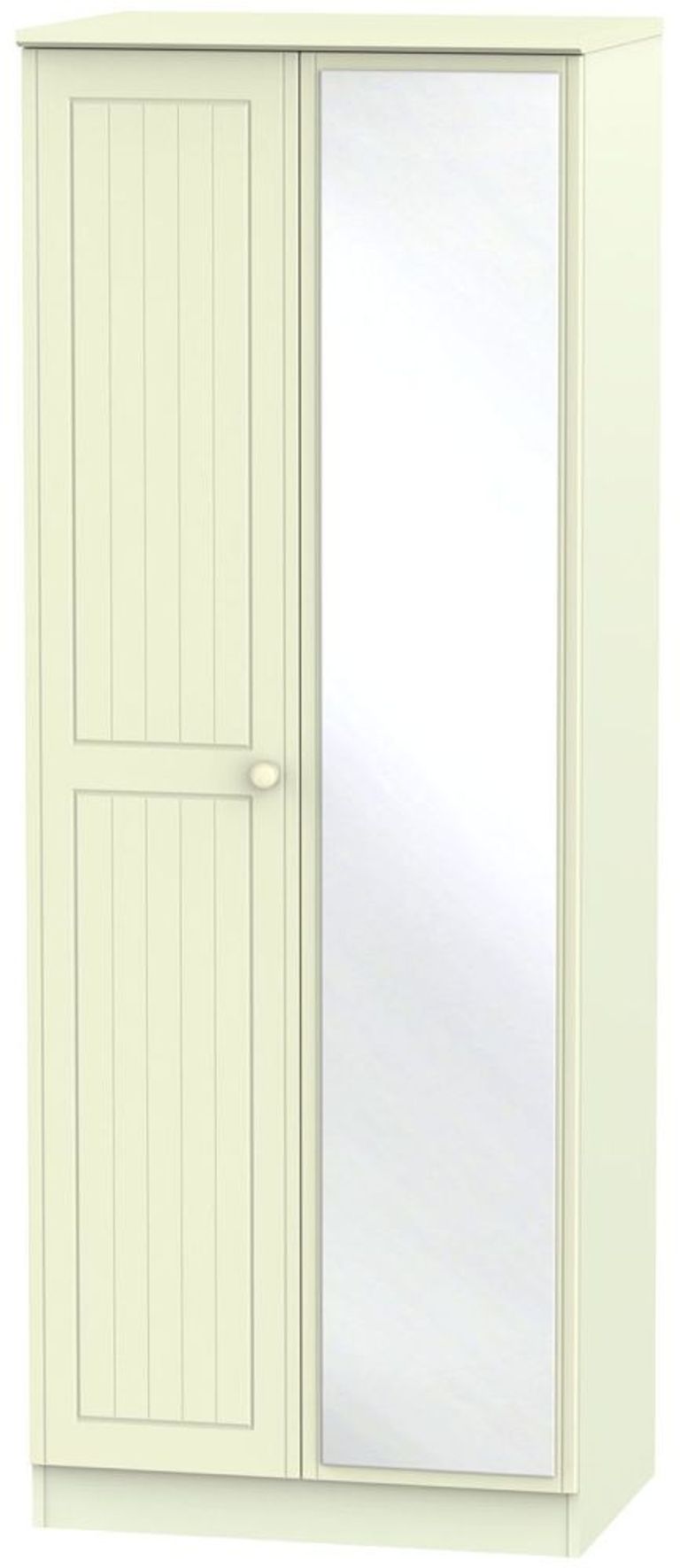 Warwick Cream 2 Door Tall Wardrobe - 1 Mirror