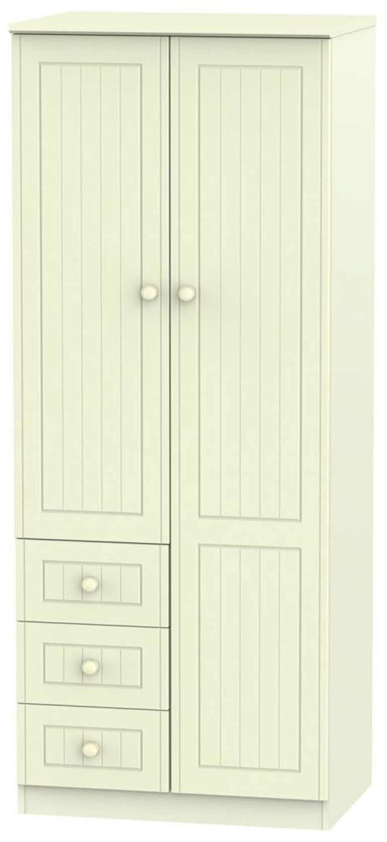 Warwick Cream 2 Door Wardrobe - RHF 3 Drawers