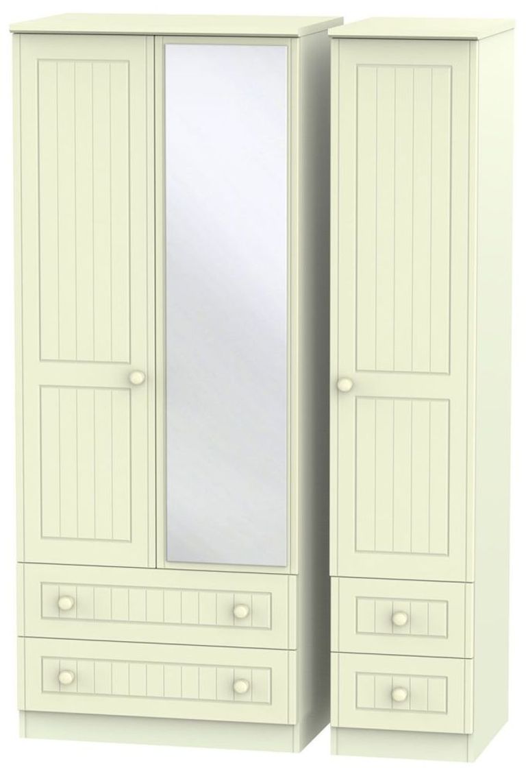 Warwick Cream 3 Door Combi Wardrobe - 1 Mirror