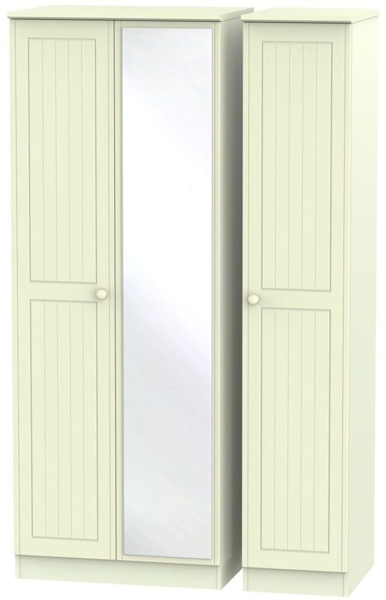 Warwick Wardrobe - 3 Door - 1 Mirror - Cream