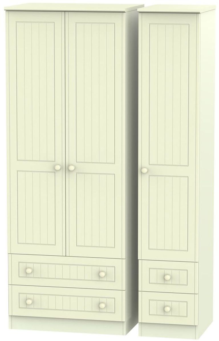 Warwick Cream 3 Door Tall Triple Wardrobe - 4 Drawers