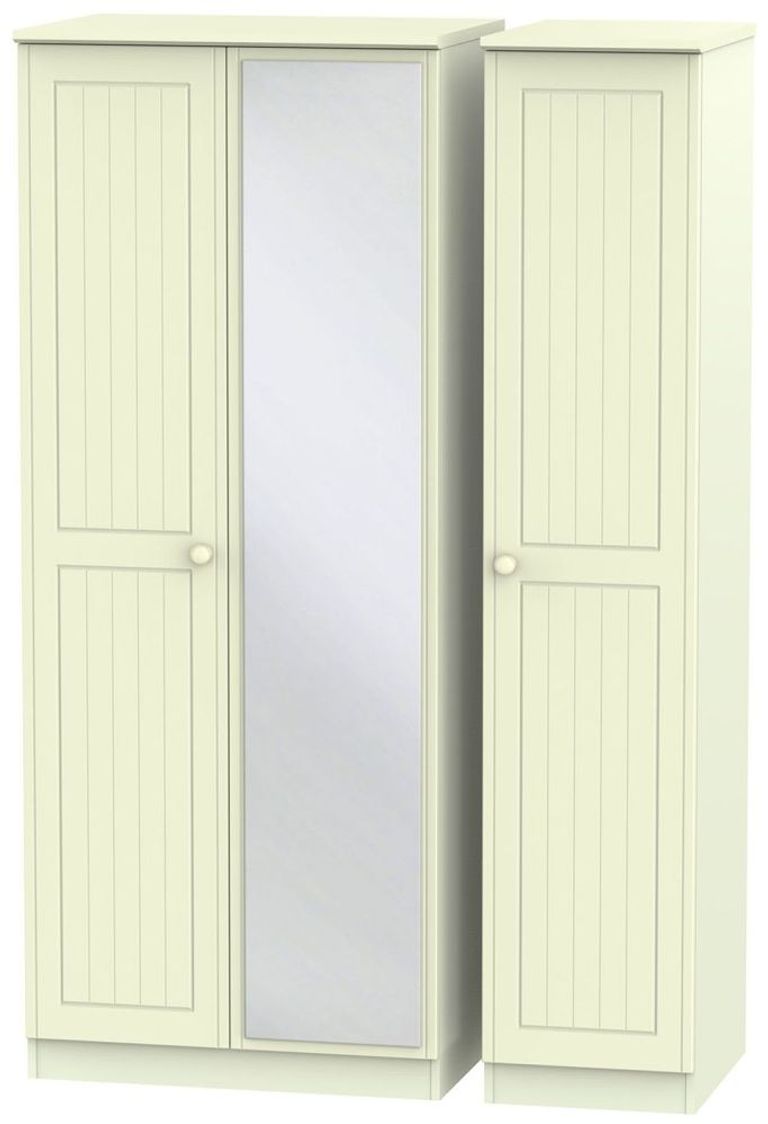 Warwick Cream 3 Door Triple Wardrobe - 1 Mirror