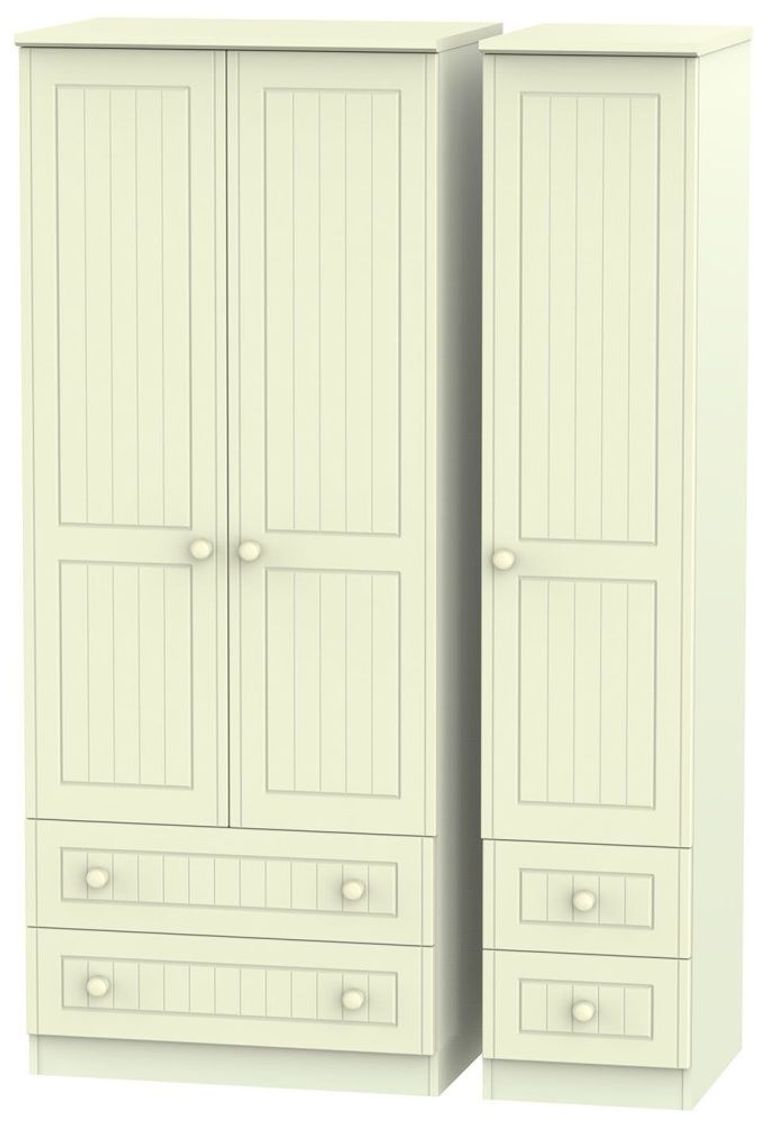 Warwick Cream 3 Door Triple Wardrobe -  4 Drawers