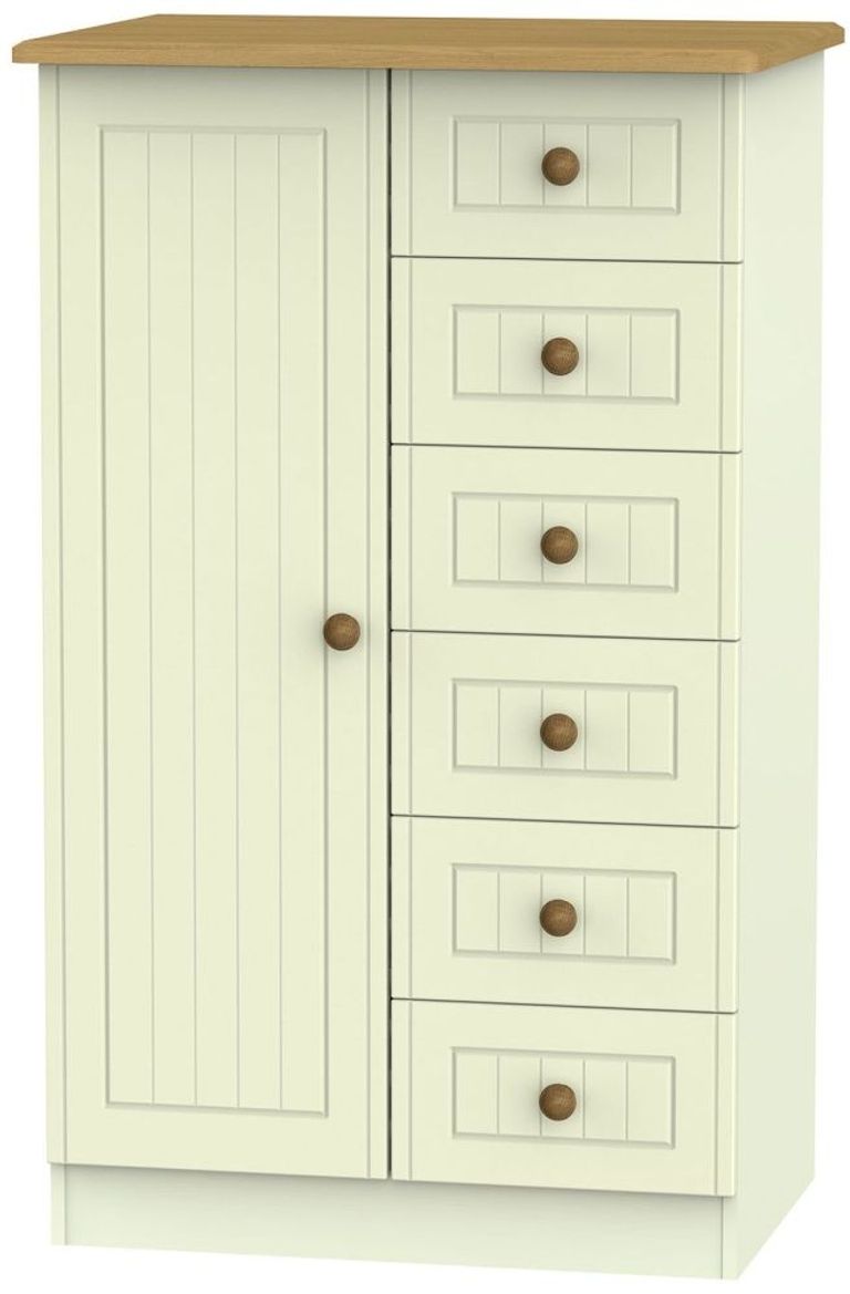 Warwick Cream and Oak 1 Door Midi Wardrobe