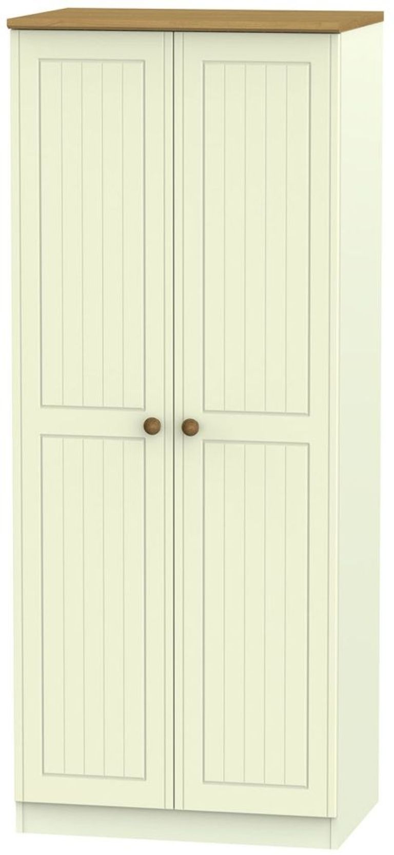 Warwick Cream and Oak 2 Door Plain Wardrobe