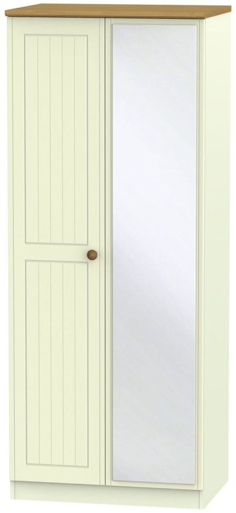 Warwick Cream and Oak 2 Door Wardrobe - 1 Mirror