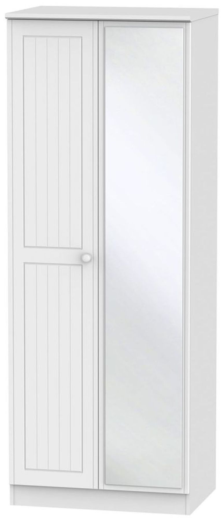 Warwick White 2 Door Tall Wardrobe - 1 Mirror